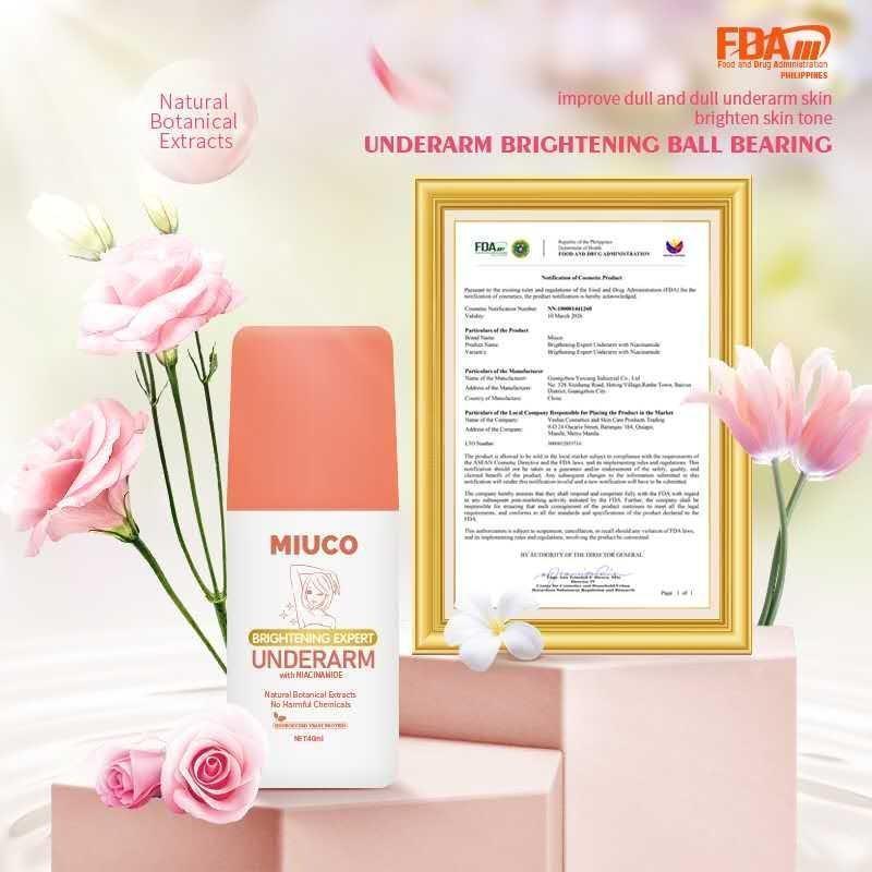 Freeshipping【BUY 1 TAKE 2 】MIUCO FDA 40ML Intensive Whitening Underarm Powder Dry Deodorant Under Arm Deo Roll on